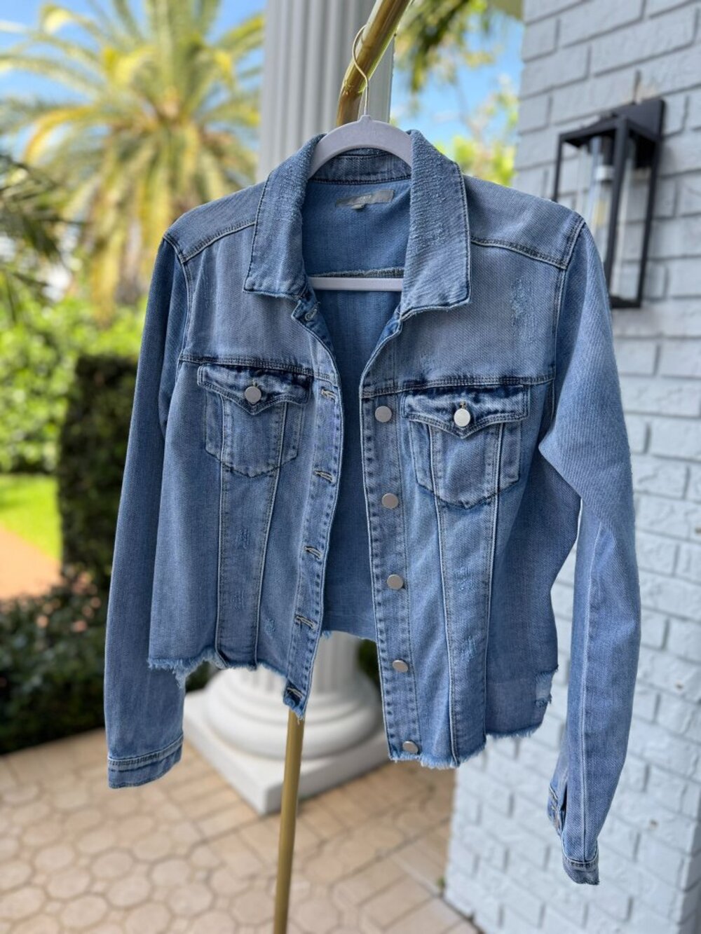 h-trailz Monogram Back Panel Denim Jacket Size Large - Picture 2 of 4